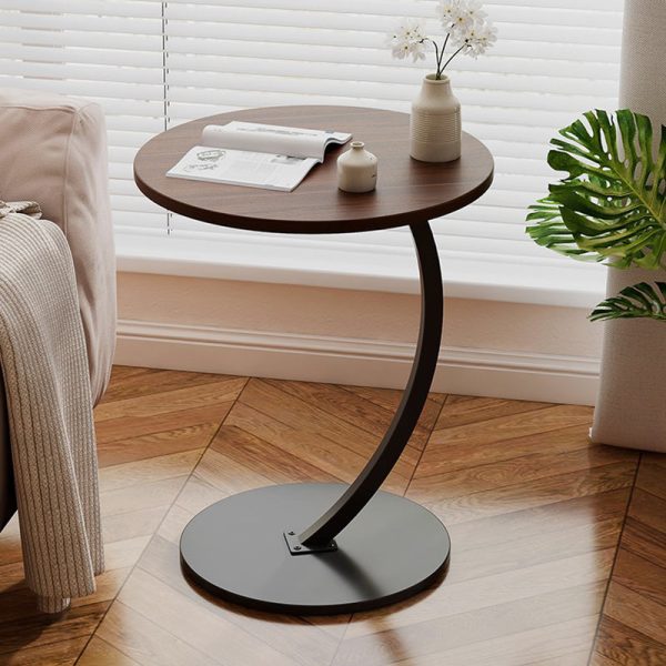 Modern Minimalist Round MDF & Iron End Table 1-Tier For Living Room