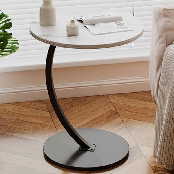 Modern Minimalist Round MDF & Iron End Table 1-Tier For Living Room - Image 2