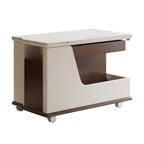 Contemporary Luxury Rectangular Rock Slabs Stainless Steel & MDF Liftable End Table 3-Tier For Living Room - Image 11