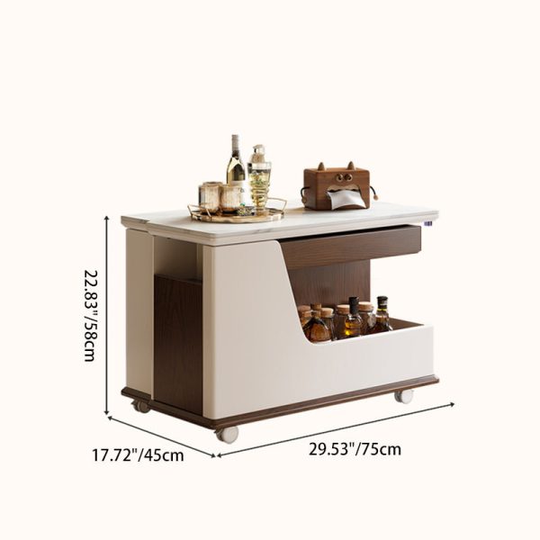 Contemporary Luxury Rectangular Rock Slabs Stainless Steel & MDF Liftable End Table 3-Tier For Living Room - Image 4