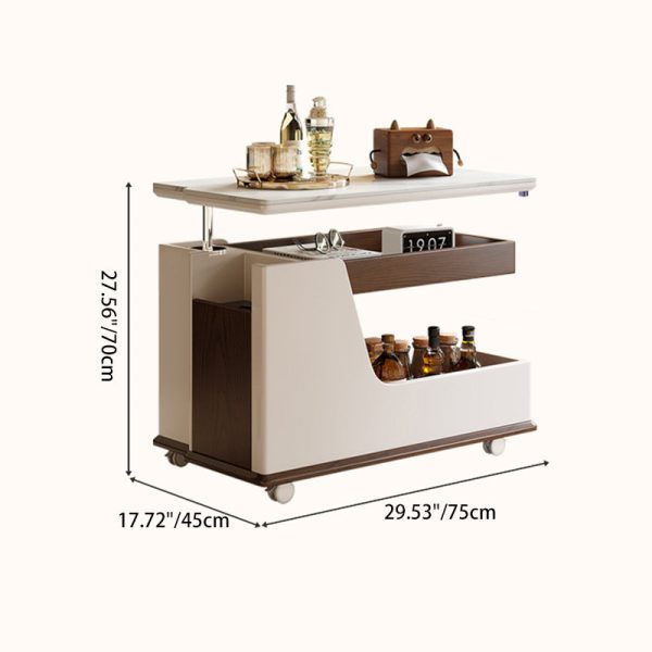 Contemporary Luxury Rectangular Rock Slabs Stainless Steel & MDF Liftable End Table 3-Tier For Living Room - Image 5