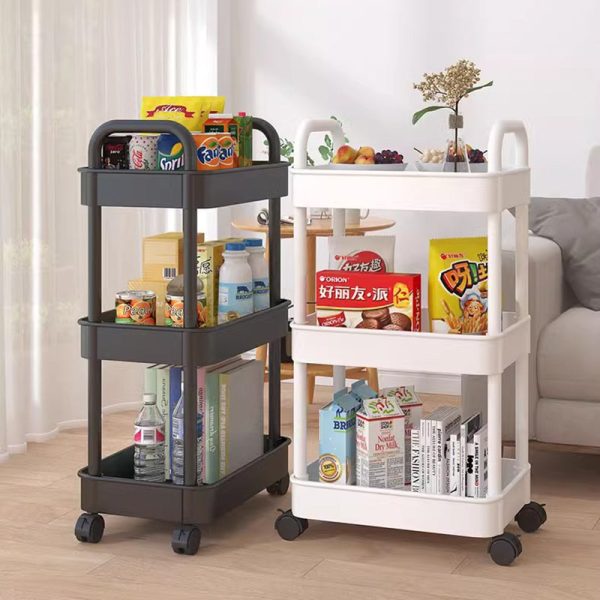 Modern Minimalist Rectangular Plastic Carbon Steel Side Table 2/3/4/5-Tier For Living Room - Image 2