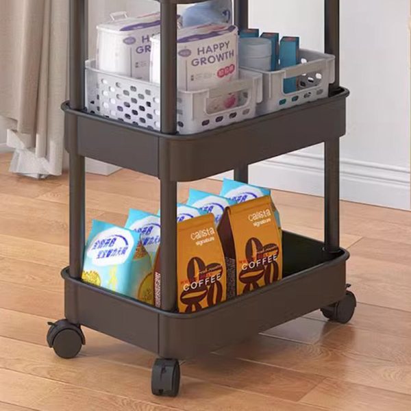 Modern Minimalist Rectangular Plastic Carbon Steel Side Table 2/3/4/5-Tier For Living Room - Image 9