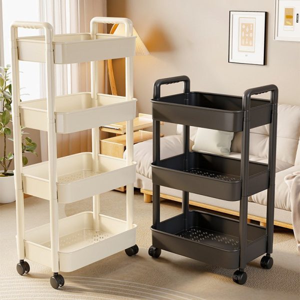 Modern Minimalist Rectangular Plastic Carbon Steel Side Table 2/3/4/5-Tier For Living Room - Image 4
