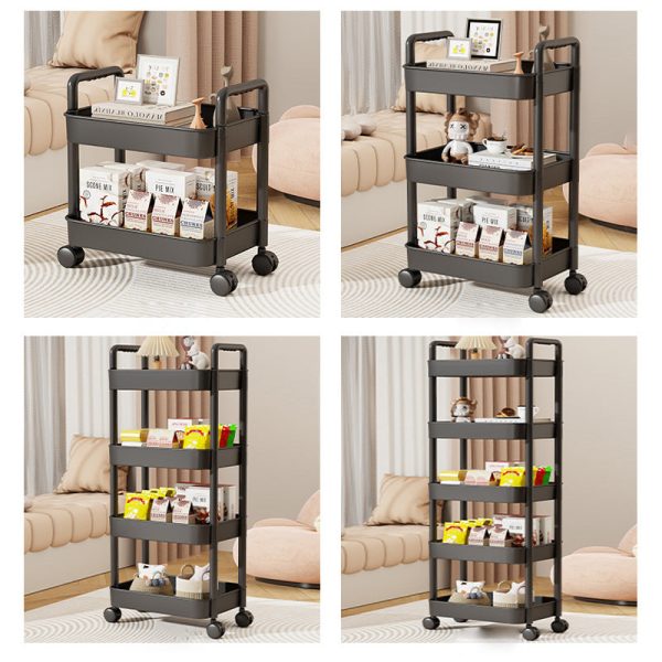 Modern Minimalist Rectangular Plastic Carbon Steel Side Table 2/3/4/5-Tier For Living Room - Image 16