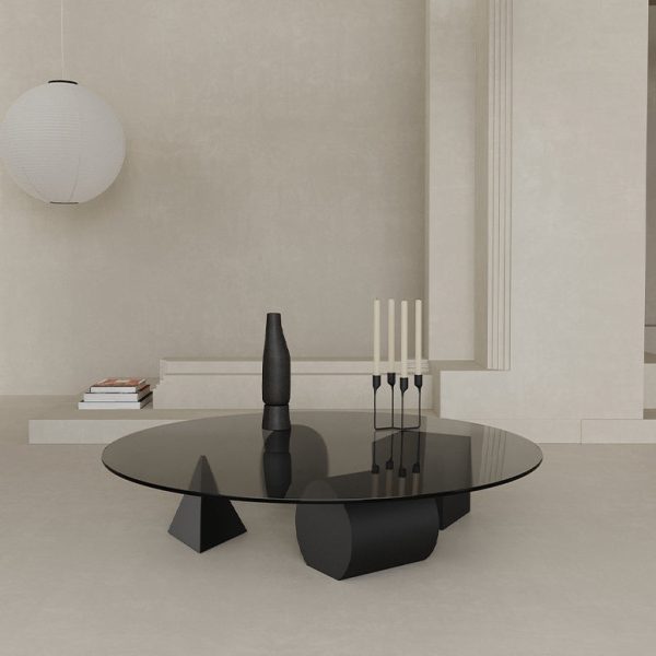 Modern Luxury Round Orb Cylinder Square Triangle Cone Glass Iron End Table 1-Tier For Living Room - Image 3