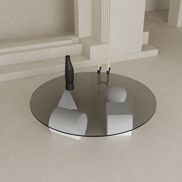 Modern Luxury Round Orb Cylinder Square Triangle Cone Glass Iron End Table 1-Tier For Living Room - Image 7