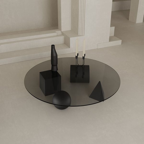 Modern Luxury Round Orb Cylinder Square Triangle Cone Glass Iron End Table 1-Tier For Living Room - Image 8