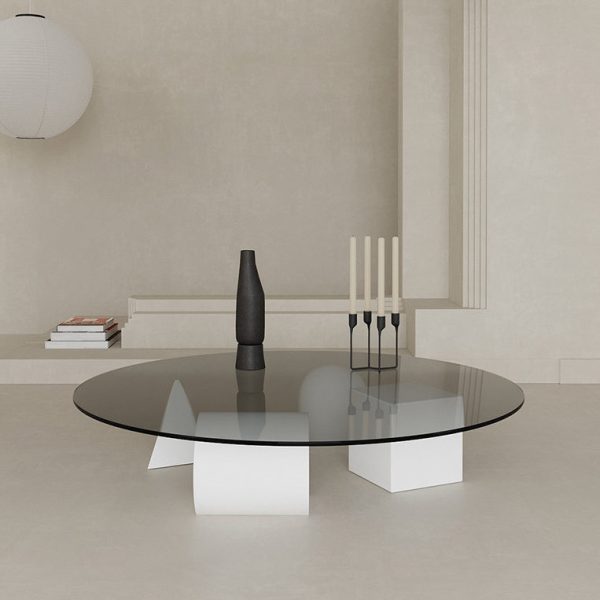 Modern Luxury Round Orb Cylinder Square Triangle Cone Glass Iron End Table 1-Tier For Living Room - Image 2