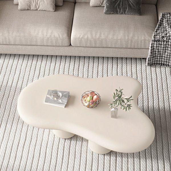 Contemporary Creative Creamy Cloud Orb Artificial Panel End Table 1-Tier For Living Room - Image 2