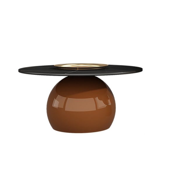 Contemporary Creative Cream Orb Round Half Round Rock Slab Metal End Table 1-Tier For Living Room - Image 13