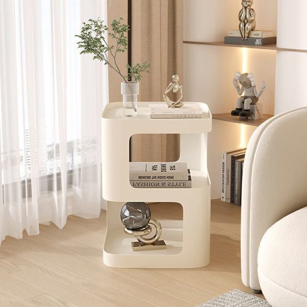 Contemporary Scandinavian Rounded Square Iron End Table 3-Tier For Living Room - Image 10