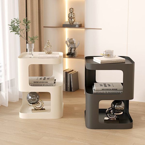 Contemporary Scandinavian Rounded Square Iron End Table 3-Tier For Living Room - Image 8