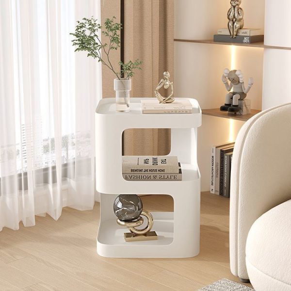 Contemporary Scandinavian Rounded Square Iron End Table 3-Tier For Living Room - Image 3