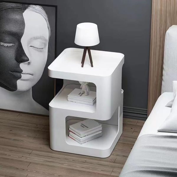 Contemporary Scandinavian Rounded Square Iron End Table 3-Tier For Living Room - Image 18
