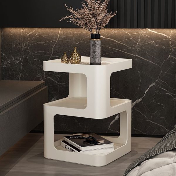 Contemporary Scandinavian Rounded Square Iron End Table 3-Tier For Living Room - Image 19