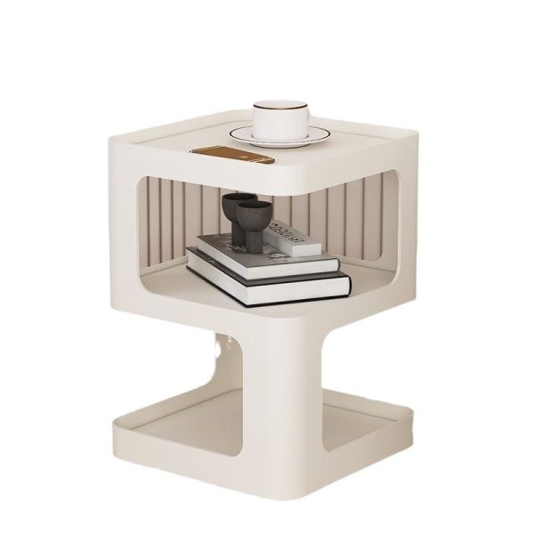 Contemporary Scandinavian Rounded Square Iron End Table 3-Tier For Living Room - Image 21
