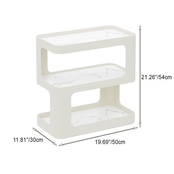 Contemporary Scandinavian Removable Rounded Corner Rectangle Rock Slab Iron End Table 3-Tier For Living Room - Image 4