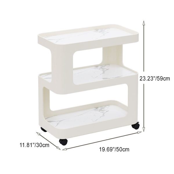 Contemporary Scandinavian Removable Rounded Corner Rectangle Rock Slab Iron End Table 3-Tier For Living Room - Image 5