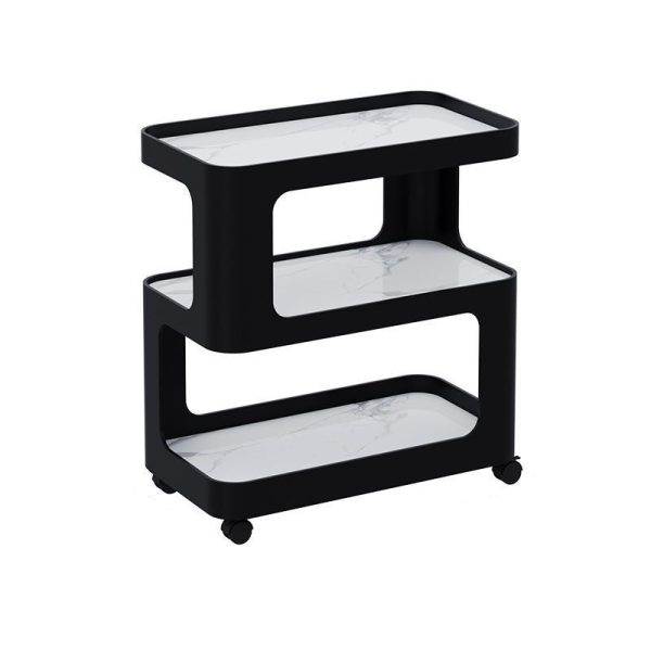 Contemporary Scandinavian Removable Rounded Corner Rectangle Rock Slab Iron End Table 3-Tier For Living Room - Image 8