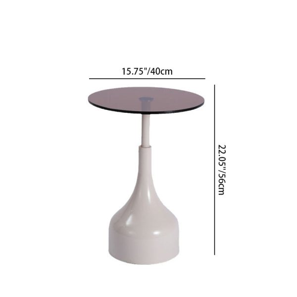 Modern Minimalist Round Cylinder Tempered Glass Metal End Table 1-Tier For Living Room - Image 2