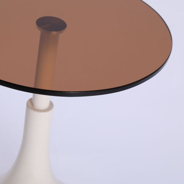 Modern Minimalist Round Cylinder Tempered Glass Metal End Table 1-Tier For Living Room - Image 3