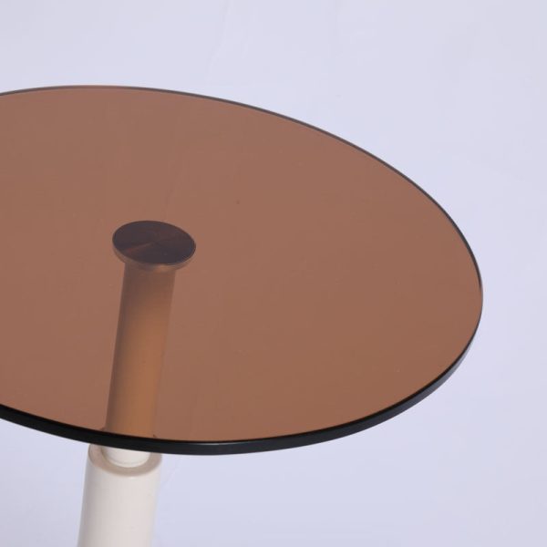 Modern Minimalist Round Cylinder Tempered Glass Metal End Table 1-Tier For Living Room - Image 4