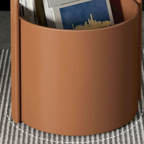 Modern Luxury Round Column Rock Panel Tempered Glass Metal End Table 1-Tier For Living Room - Image 7