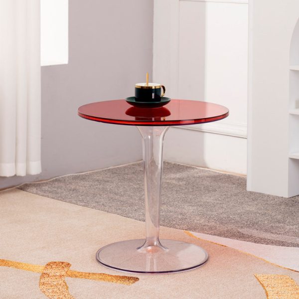 Modern Simplicity Round Cylinder Acrylic End Table 1-Tier For Entryways - Image 2