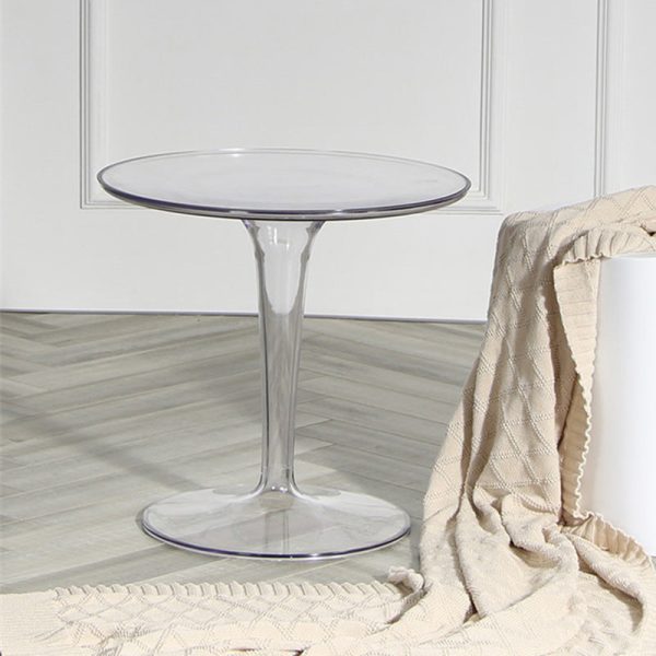 Modern Simplicity Round Cylinder Acrylic End Table 1-Tier For Entryways - Image 3