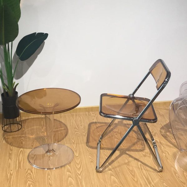 Modern Simplicity Round Cylinder Acrylic End Table 1-Tier For Entryways - Image 12