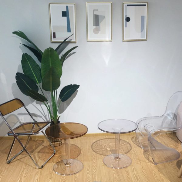 Modern Simplicity Round Cylinder Acrylic End Table 1-Tier For Entryways - Image 14