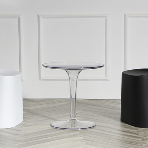 Modern Simplicity Round Cylinder Acrylic End Table 1-Tier For Entryways - Image 5
