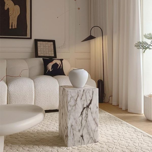 Modern Minimalist Rectangle Textured Acrylic End Table 1-Tier For Living Room - Image 9