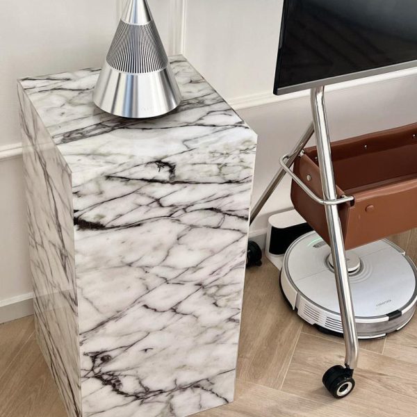 Modern Minimalist Rectangle Textured Acrylic End Table 1-Tier For Living Room - Image 11