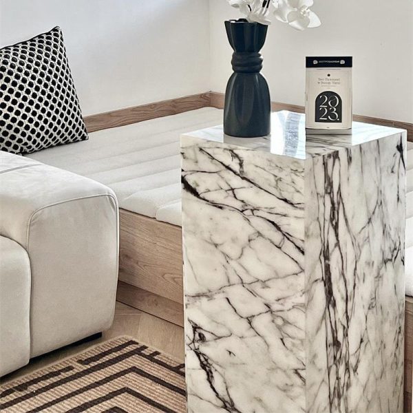 Modern Minimalist Rectangle Textured Acrylic End Table 1-Tier For Living Room - Image 12