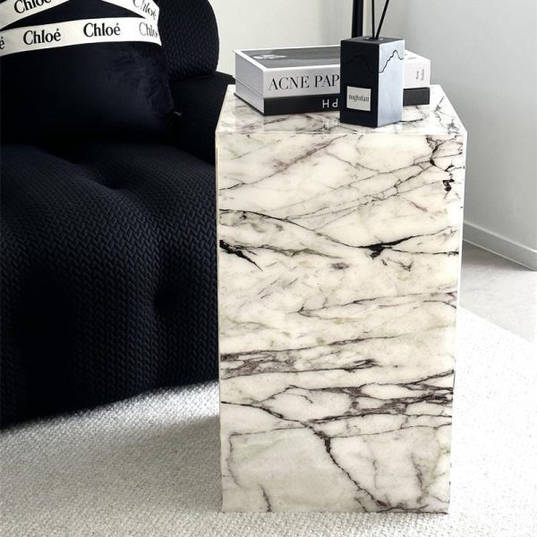 Modern Minimalist Rectangle Textured Acrylic End Table 1-Tier For Living Room - Image 13