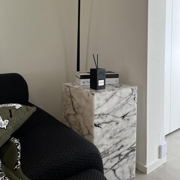 Modern Minimalist Rectangle Textured Acrylic End Table 1-Tier For Living Room - Image 5