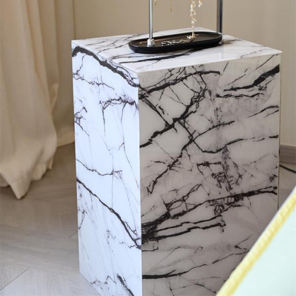 Modern Minimalist Rectangle Textured Acrylic End Table 1-Tier For Living Room - Image 6