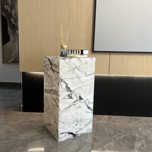 Modern Minimalist Rectangle Textured Acrylic End Table 1-Tier For Living Room - Image 7