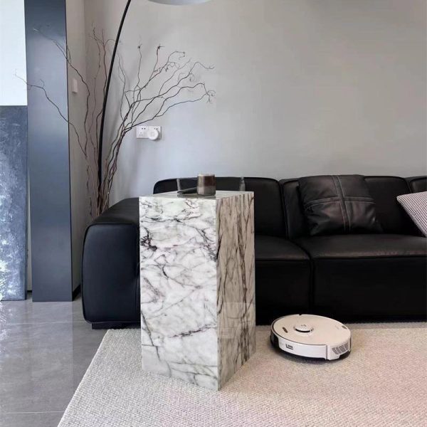 Modern Minimalist Rectangle Textured Acrylic End Table 1-Tier For Living Room - Image 15
