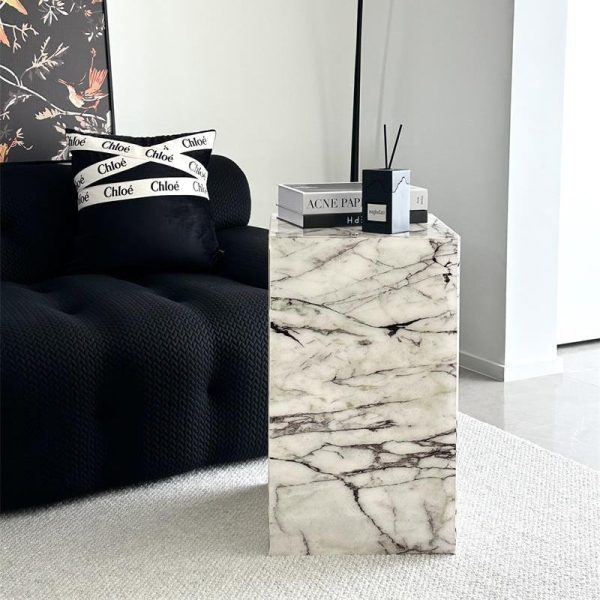 Modern Minimalist Rectangle Textured Acrylic End Table 1-Tier For Living Room - Image 3