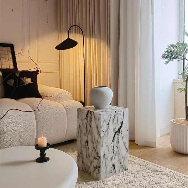 Modern Minimalist Rectangle Textured Acrylic End Table 1-Tier For Living Room - Image 18