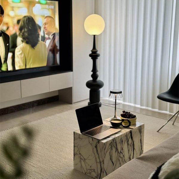 Modern Minimalist Rectangle Textured Acrylic End Table 1-Tier For Living Room - Image 21