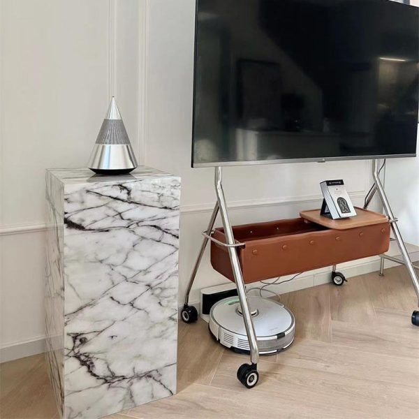 Modern Minimalist Rectangle Textured Acrylic End Table 1-Tier For Living Room - Image 2