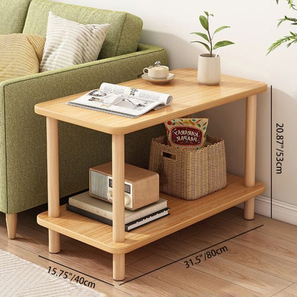 Modern Simplicity Rectangular Cylinder PVC Artificial Panel End Table 2-Tiers For Living Room - Image 5