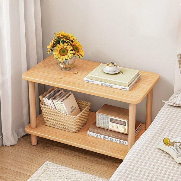 Modern Simplicity Rectangular Cylinder PVC Artificial Panel End Table 2-Tiers For Living Room - Image 2