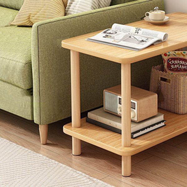 Modern Simplicity Rectangular Cylinder PVC Artificial Panel End Table 2-Tiers For Living Room - Image 8