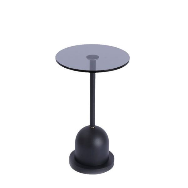 Modern Minimalist Round Column Glass Metal End Table 1-Tier For Living Room - Image 7