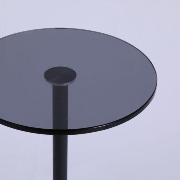 Modern Minimalist Round Column Glass Metal End Table 1-Tier For Living Room - Image 6